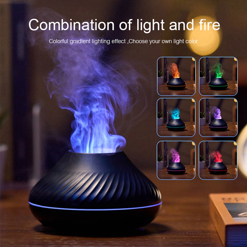 LED Aroma Diffuser Essential Oil Flame Lamp Mist Maker